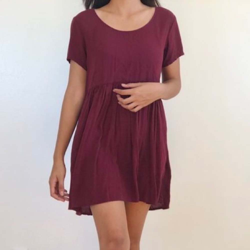 Brandy Melville Maroon Babydoll Dress